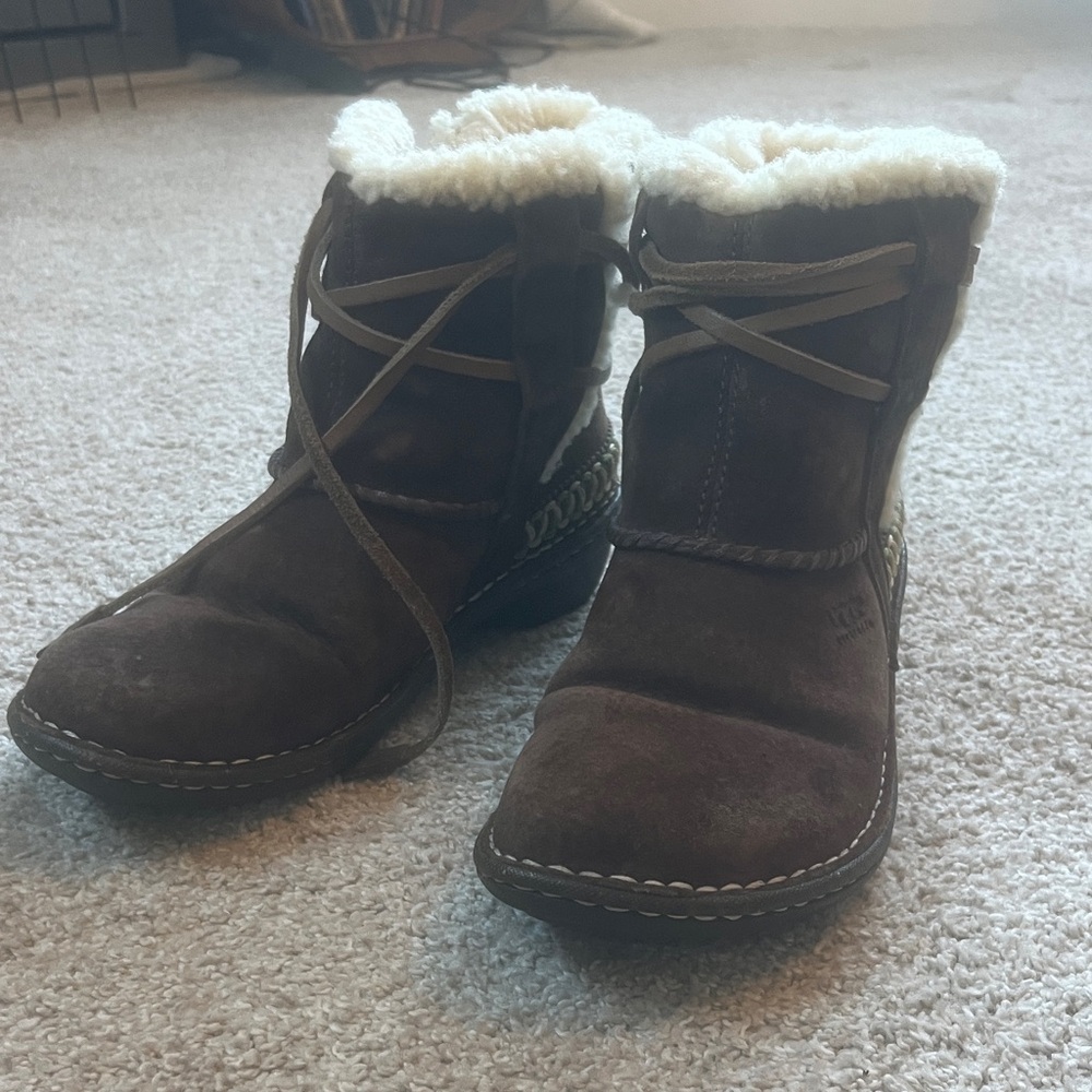UGG Boho Tribal Suede Leather Sheepskin Ankle Boots